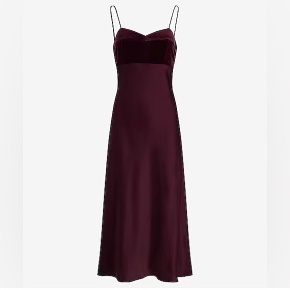 Elegant Velvet & Satin Spaghetti Strap Dress